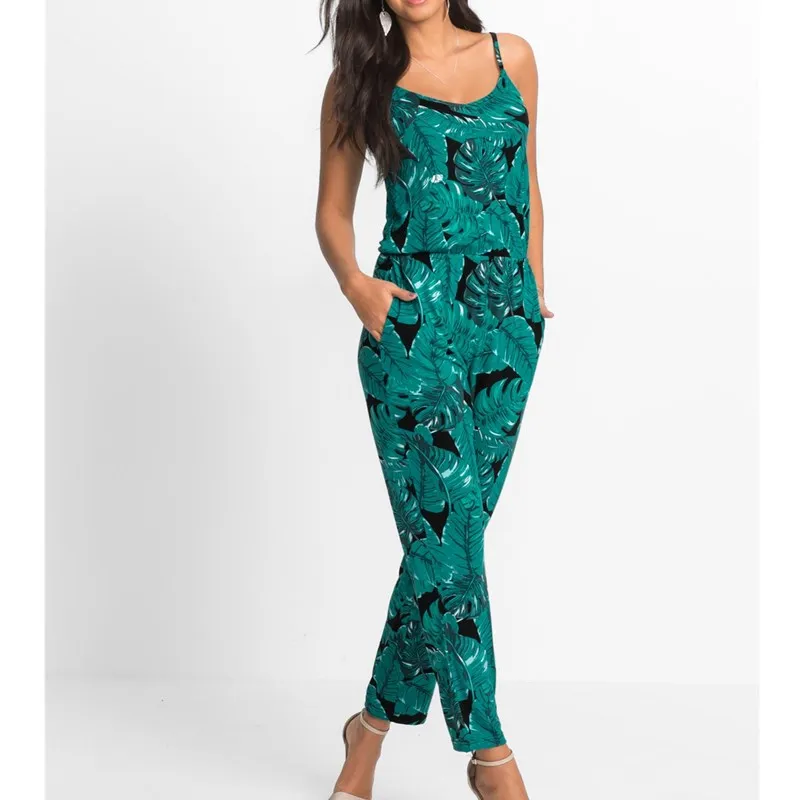 Женский Летний комбинезон без рукавов на бретельках с принтом богемные Длинные