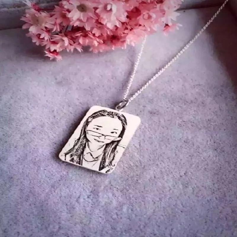 Мужская армейская подвеска квадратное ожерелье с гравировкой фотографии и