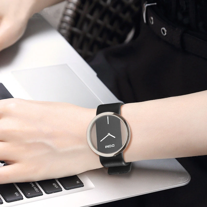 Часы dom женские Топ бренд класса люкс повседневные кожаные кварцевые часы