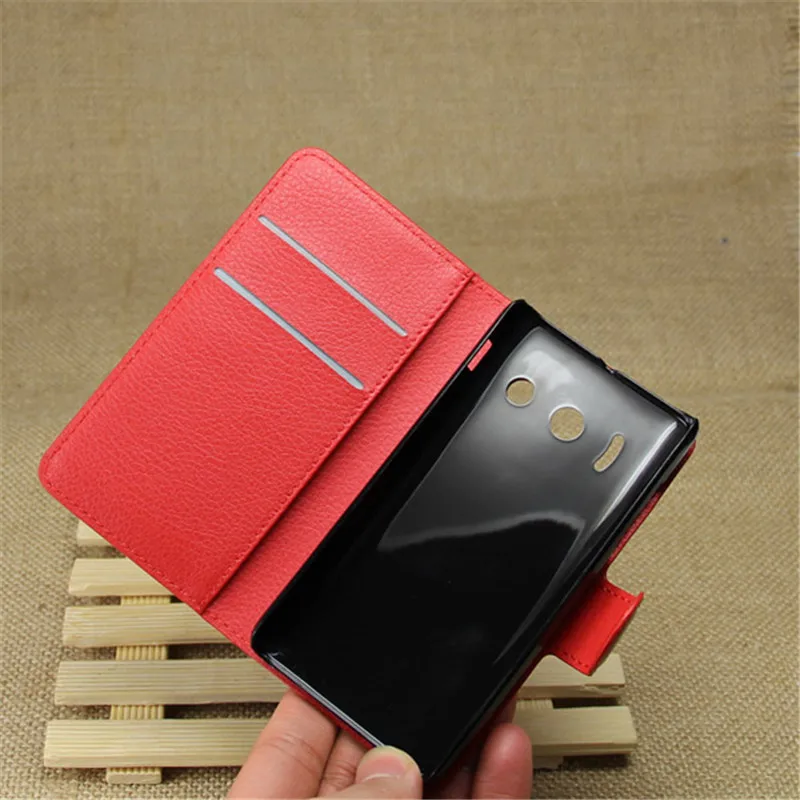For Huawei Y300 Case Lichi Pattern Leather for Ascend with Stand Function and Card Holder 9 Color |
