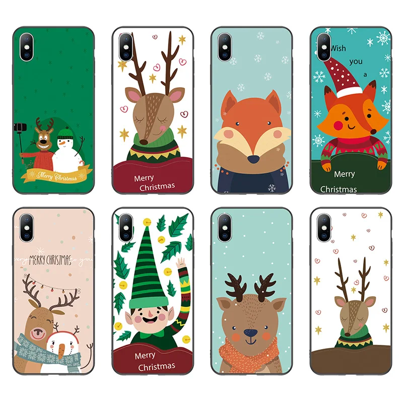 USLION чехол для телефона iPhone X XS XR Xs Max Забавный мультяшный олень Веселый Рождество