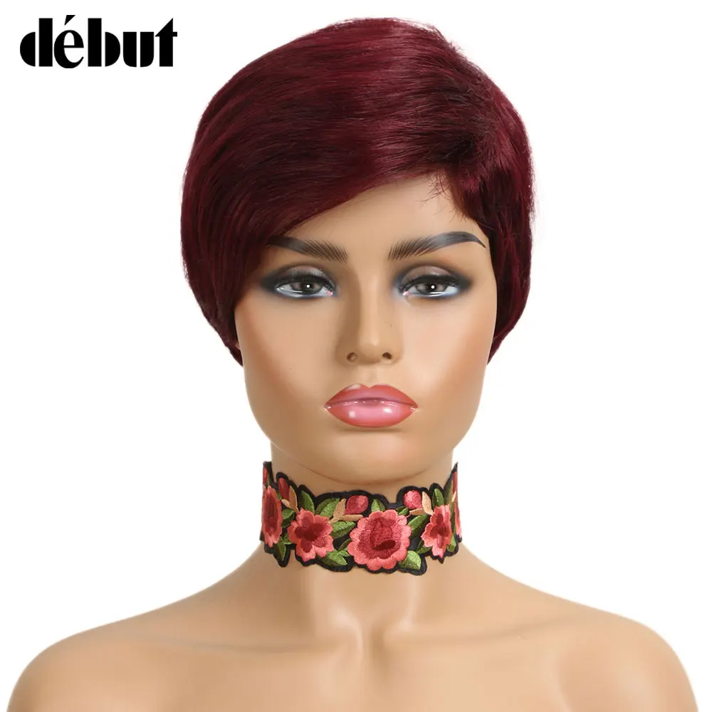 Debut Colored Human Hair Wigs For black women Remy Brazilian Short Bob DYF1B/Green | Шиньоны и парики