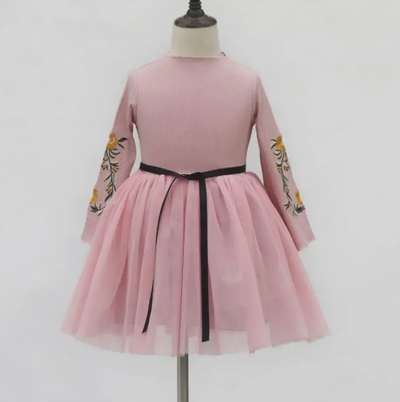 

New 2018 flower baby girls party dresses,Children clothes,spring autumn princess bow girl dress kids dresses for girls 3T-8T