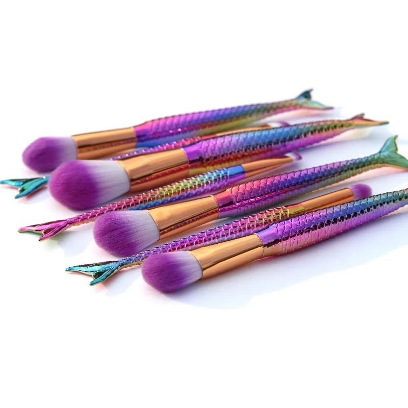 AiceBeu 10Pcs Mermaid fish Tail Shape Blending Brush Foundation Cosmetic Makeup Beauty Contour Brushes Maquiagem on. АйсБью 10 шт. Кисти для растушевки макияжа Mermaid fish Tail Shape Foundation Cosmetic Makeup Beauty Contour Brushes Макияж.