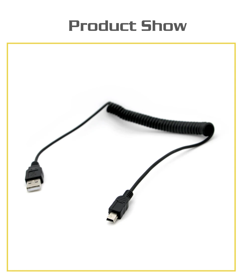 1,5 м Мини USB кабель передачи данных для быстрой зарядки для сотовых телефонов цифровая камера HDD MP3 MP4 плеер планшеты пружинный удлинитель