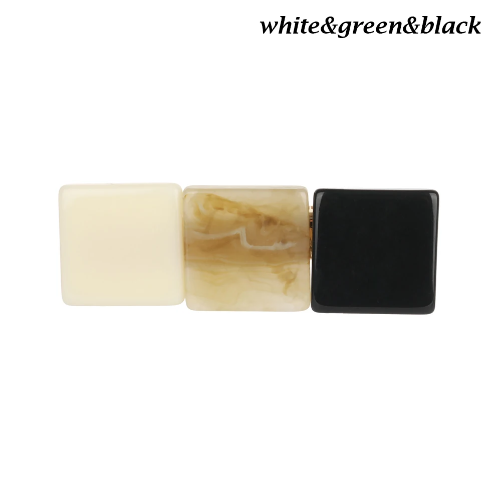 whitegreenblack Корейские Модные Цветные полимерные заколки, Геометрические Квадратные заколки для волос для женщин и девушек, аксессуары для волос - Цвет: whitegreenblack