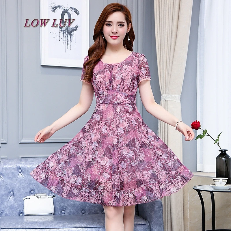 2017 Summer Print Dress Casual Dresses For Women Ladies Multicolor Floral Short Sleeve Round Neck Straight Dress/vestidos | Женская