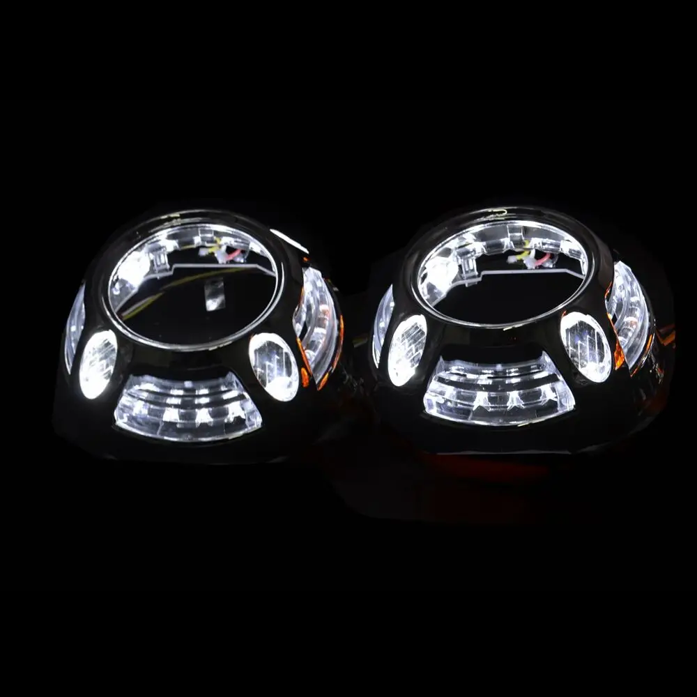 2 шт. led Ангельские Глазки с кожухами 3,0 дюймов hid проектор Объектив маска День бег DRL автомобиль би ксенон светодиодные фонари изменить