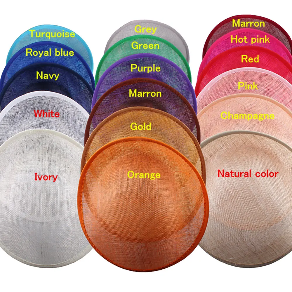 12 COLORS 10&quot/25CM Solid Round Hats Handmade Sinamay Fascinator Base DIY Hair Accessories 12Pieces/Lot Wholesale |