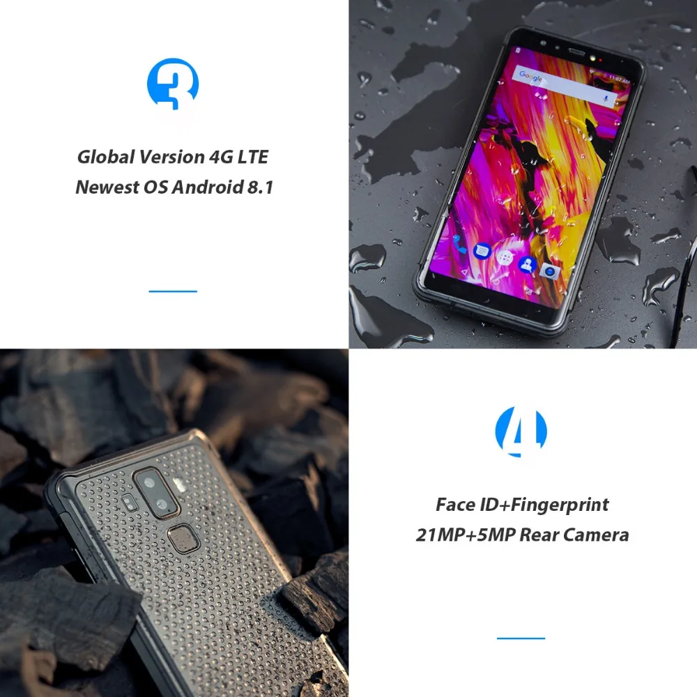 Глобальная версия Vernee V2 Pro IP68 водонепроницаемый прочный мобильный телефон Android 8,1 6 ГБ ОЗУ 64 Гб ПЗУ NFC сотовый телефон 6,0 дюймов 6200 мАч