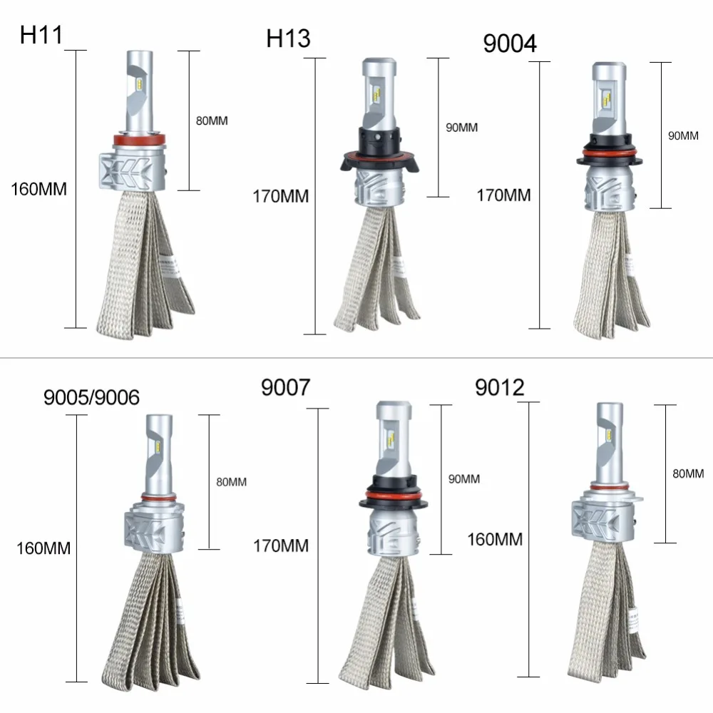 Aceersun H7 H4 светодиодный ная лампа для фар 9005 9006 Hb3 безвентиляторная H1 8000lm smart IC