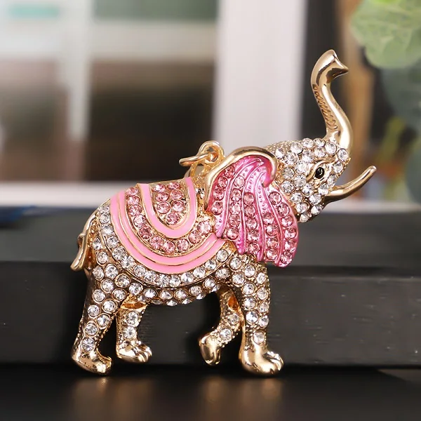 CHY-5342Pink EASYA, дизайн, 3D, эмаль, Слон-брелок, ремесла, брелок для ключей, модный, кристалл, животное, сумка, подвесные брелоки, уникальное ювелирное изделие, подарок - Цвет: CHY-5342Pink