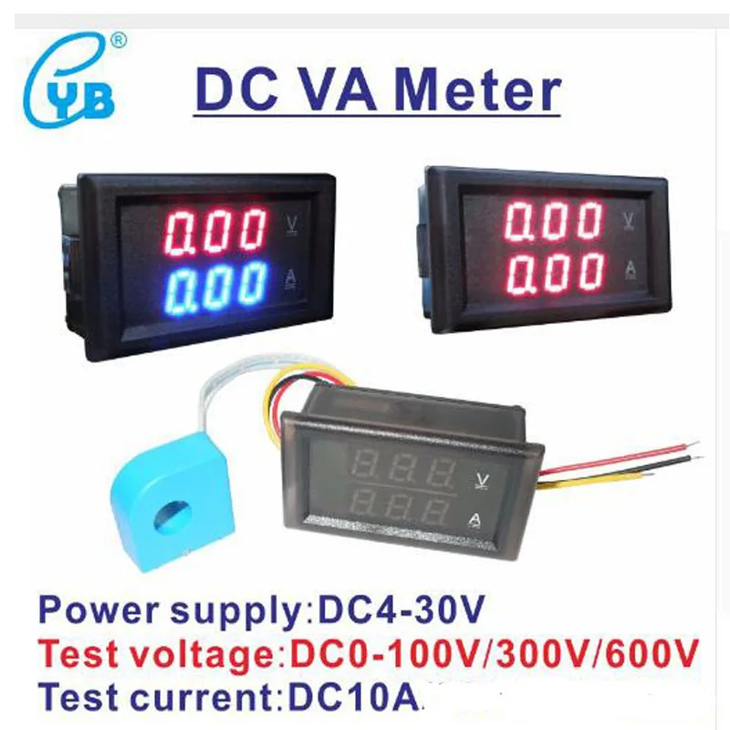Цифровой вольтметр-Амперметр YB28VA DC LED измеритель напряжения и тока DC10A с