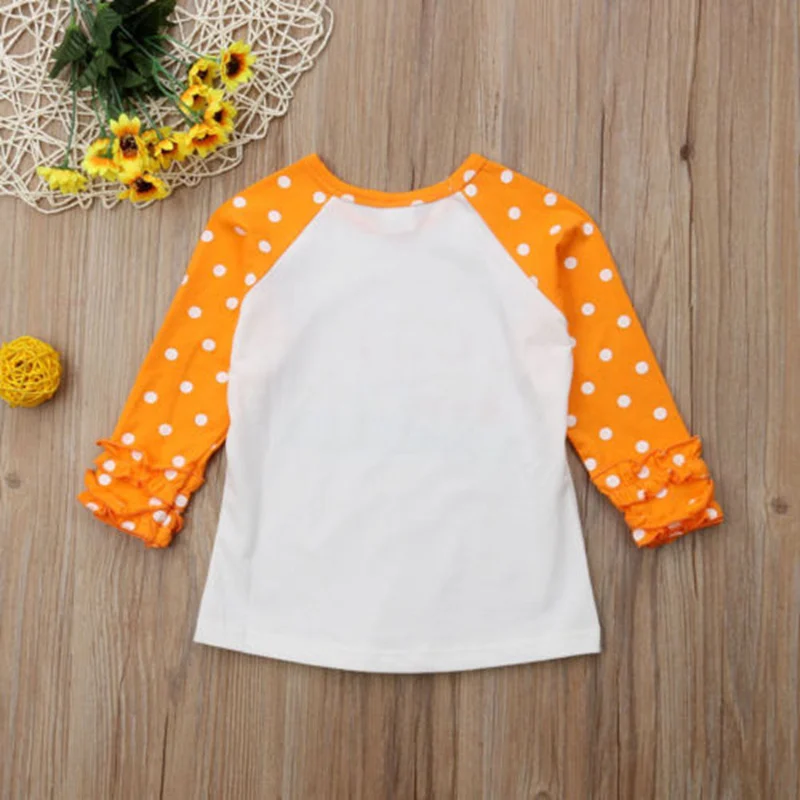 Очаровательные милые топы в горошек с длинными рукавами и оборками на Хэллоуин