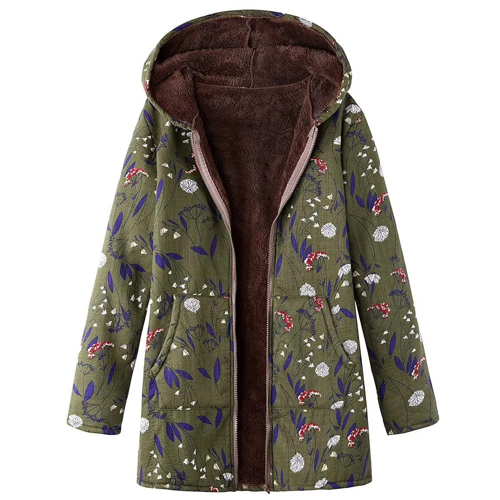 Plus Size 5XL Winter Jacket Long Coat Women Fashion Ukraine Floral Print Hooded Woman Velvet Jackets Parka Womens Outwear Coats | Женская