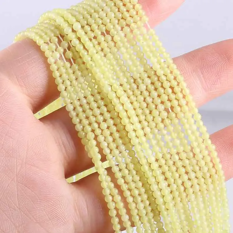 Lemon Jade Новинка,, бусы из натурального камня, розовые кварты, аметисты, Агаты, бусины для изготовления ювелирных изделий, бисероплетение, сделай сам, браслет 2 мм, 3 мм - Цвет: Lemon Jade