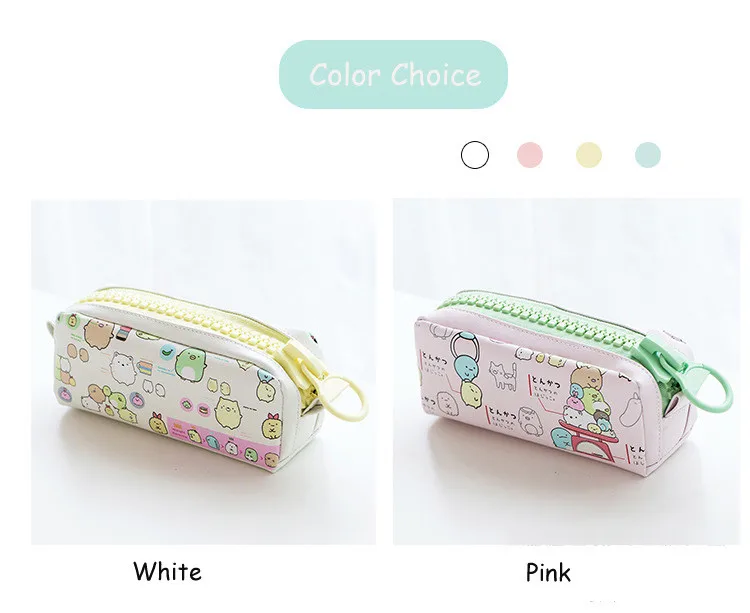 Kawaii Molang, большой чехол на молнии из искусственной кожи, школьный пенал, сумка для хранения канцелярских принадлежностей, чехол для карандашей, материал escolar, для офиса