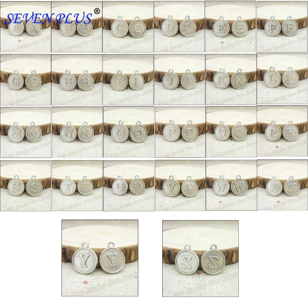 

26 Letters/Set 15mm*12mm Antique Silver Plated A-Z Alphabet Charms