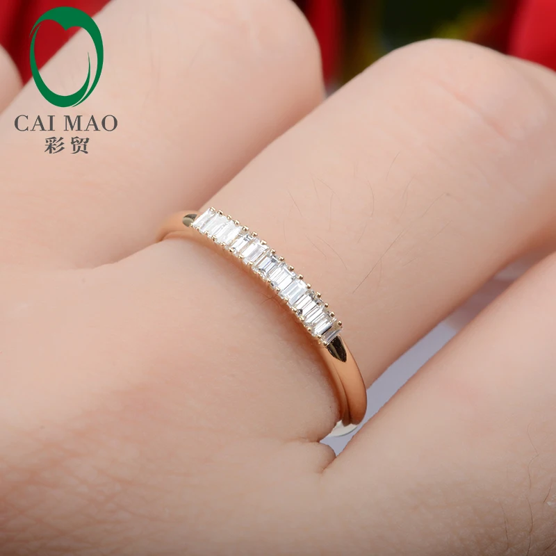 Бесплатная доставка Изысканный 0.2ct бриллиантами 14kt желтого золота вечный кольцо