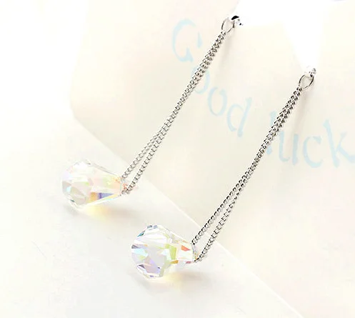 

ANNGILL Luxury Crystals from Swarovski Drop Chain Long Earrings for Women Ear Jewelry Brincos Boucle D'oreille Oorbellen