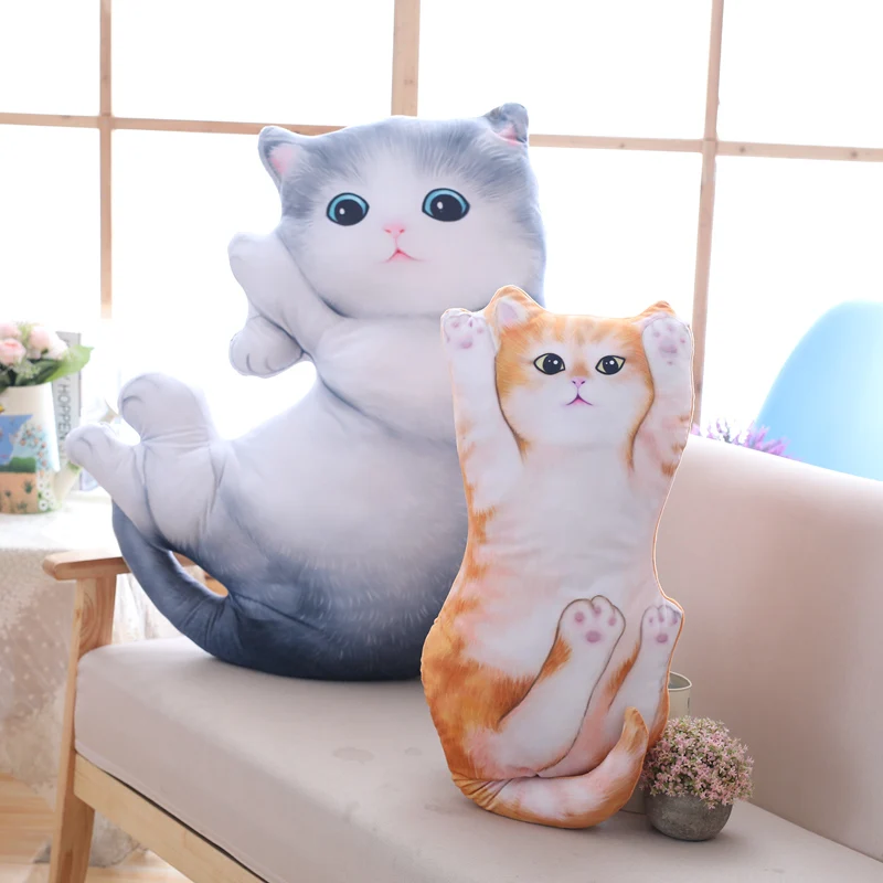 Гигантская 3D набивная подушка для кошки с рисунком из мультфильма имитация