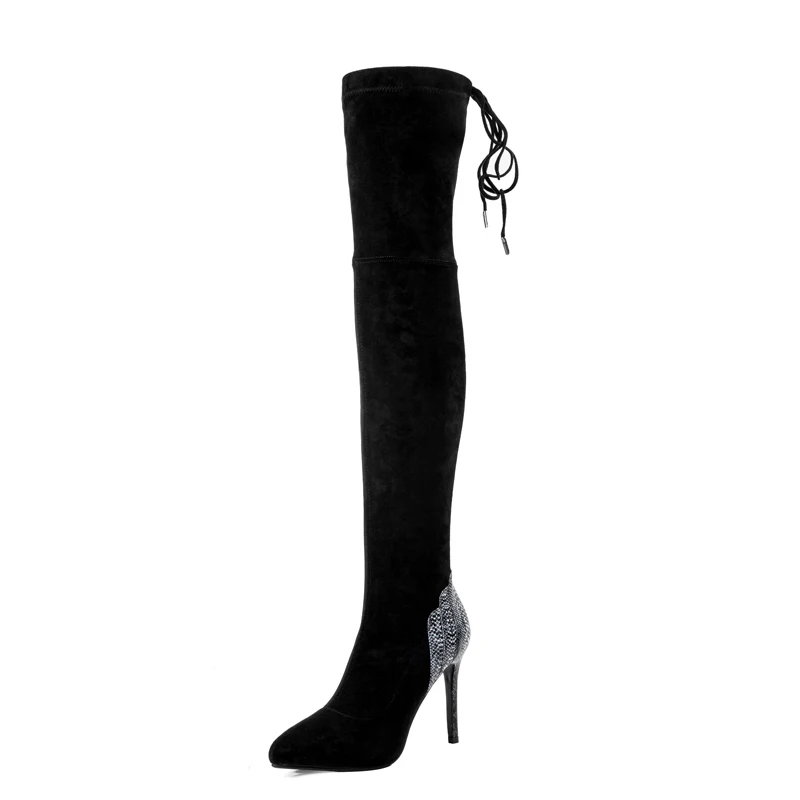 Arden Furtado fashion women's shoes 2019 pointed toe stilettos heels 10cm sexy over the knee grey boots elegant ladies booties | Обувь