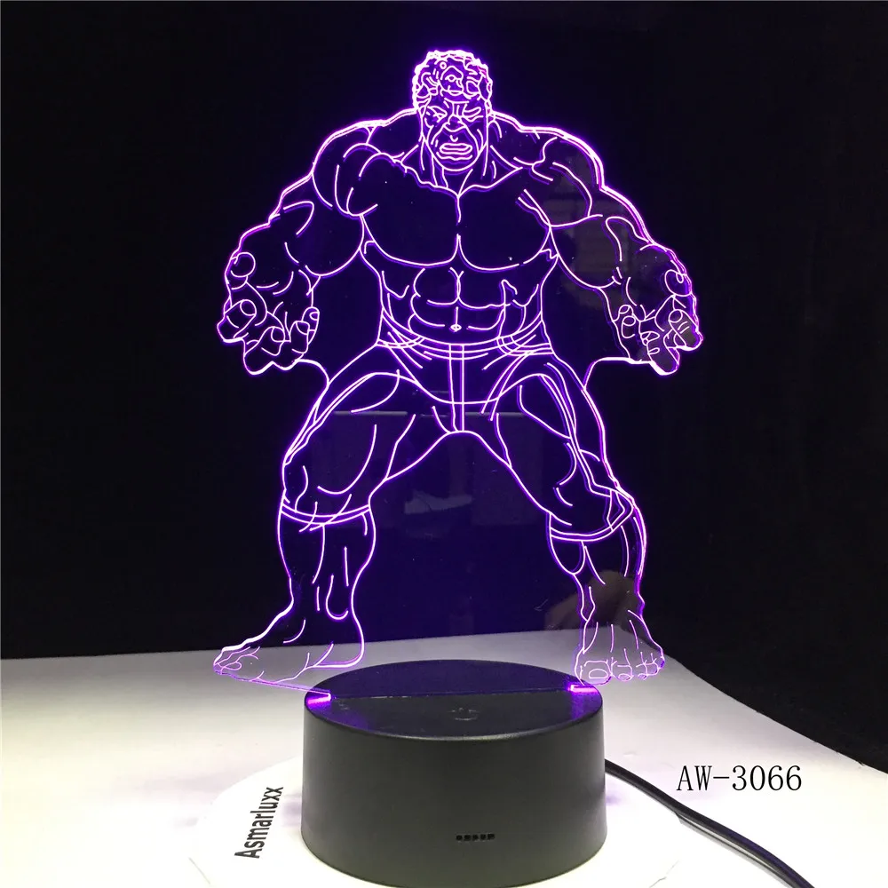 Фигурки Халка 3D иллюзия Светодиодная лампа Изменение цвета сенсорный ночник