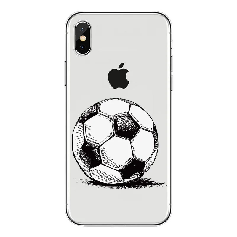 Футбольный Мягкий ТПУ силиконовый чехол для iPhone XS Max 8 8Plus 7 6S 6splus 5 5S SE XR мультяшный футбольный милый чехол