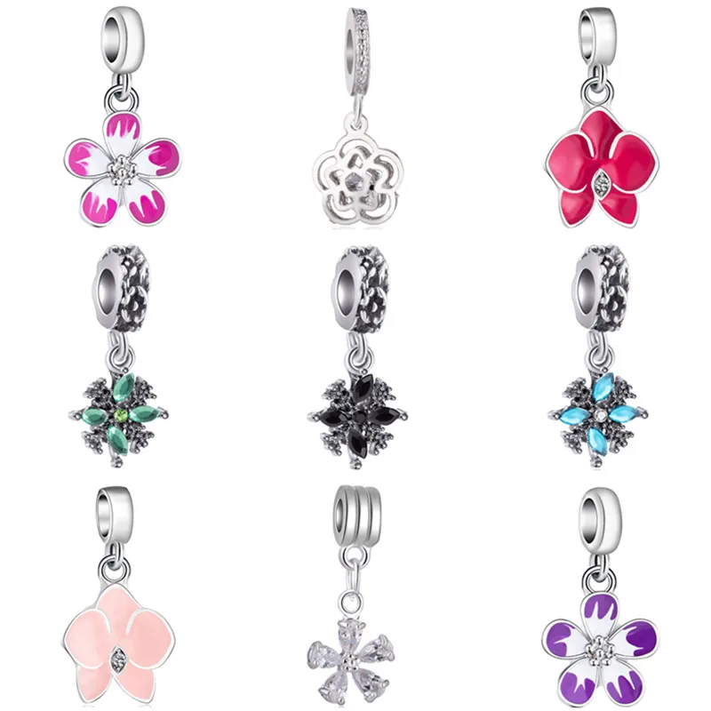 

Simple Style Crystal Flower Handmade Beads Fit Original Pandora Charms Bracelets & Bangles Jewelry for Women Accessories Perles