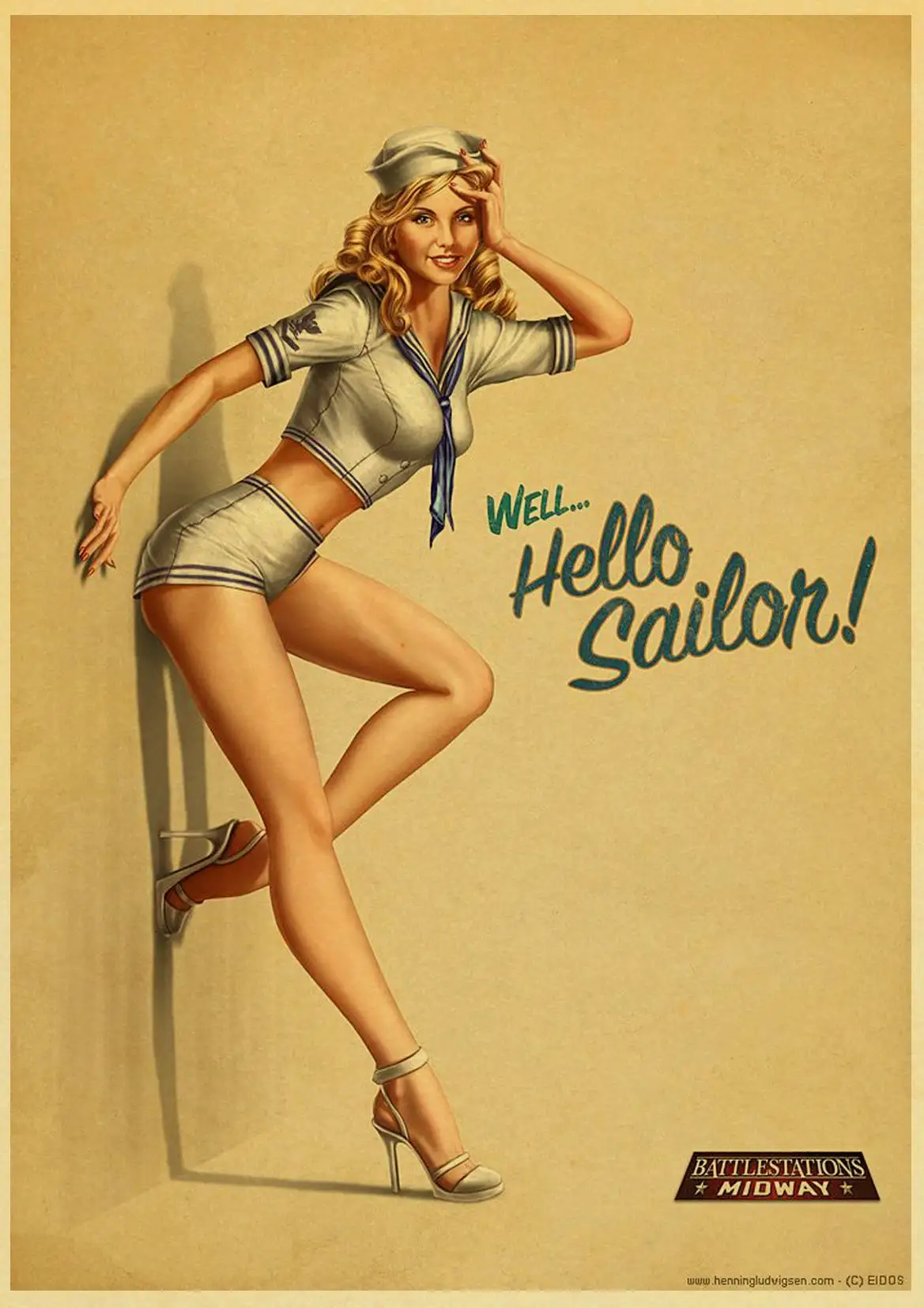 Вторая мировая война Америка Pin up girl Sexy girl винтажный бумажный плакат настенная живопись украшение дома 42X30 см 30X21 см - Цвет: E104