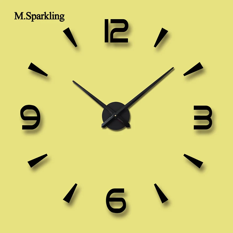 

Wall clock for living room brief single face large wall clock DIY home decoration 3D acrylic mirror needle clock