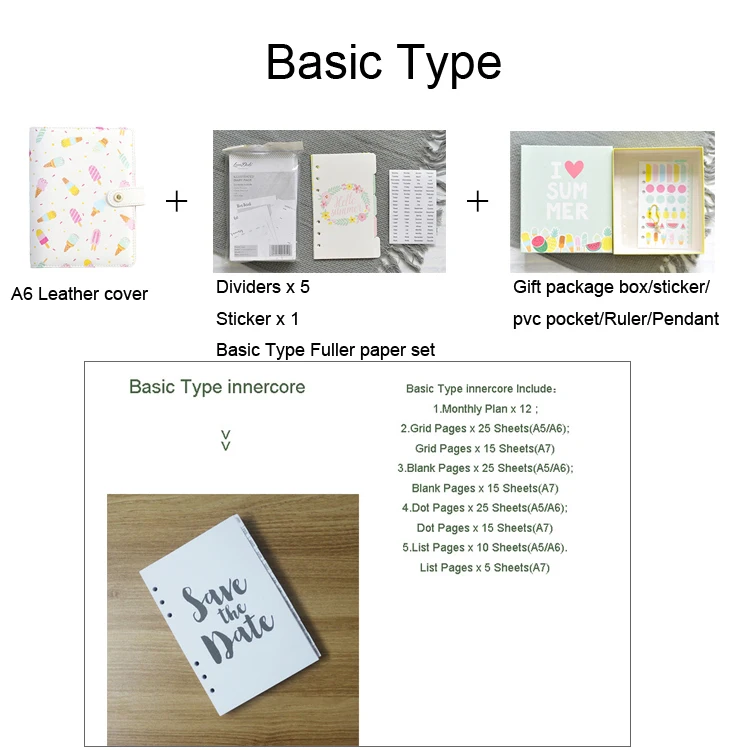 Basic Type Lovedoki милый блокнот с мороженым s личный дневник Dokibook кавайный планировщик креативный блокнот, органайзер, подарки, канцелярские принадлежности - Цвет: Basic Type