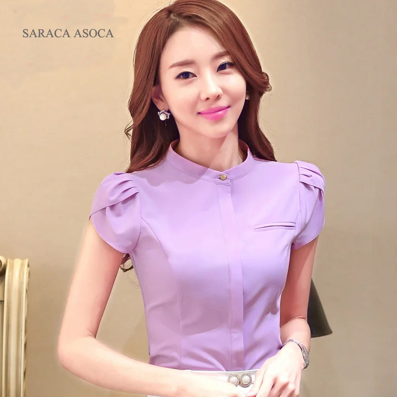 Новый Для женщин летние шорты рукавами Fastion женская рубашка формальные шифон ПР