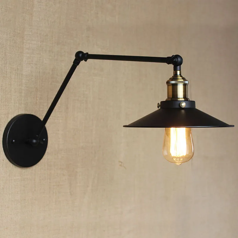 

Industrial Metal classic black mechanical swing arm adjustable wall lamp wall lighting for Workroom Loft Bedroom