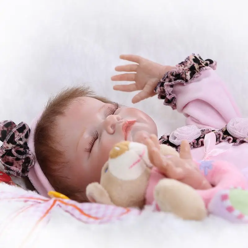 New 55cm Silicone Reborn Baby Dolls Sleeping Babies Lifelike Real Vinyl Belly Girls Bebe Alive Brinquedos Bonecas | Игрушки и хобби