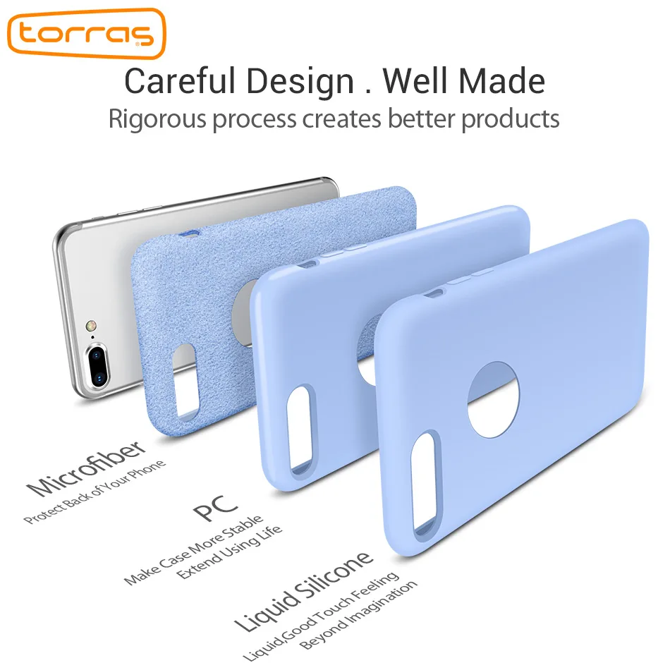 TORRAS Liquid Silicone Case for iPhone 6 6s Plus 7 Phone Shock-proof Cover Apple Microfiber Luxury Cases |