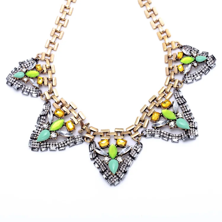 Крупная цена точеное ожерелье треугольные подвески для женщин Модный Цветной