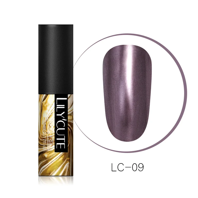 LC-09 5ml LILYCUTE 7 мл/5 мл гель с металлическим эффектом лак для ногтей серебро розовое золото долговечные ногти замочить от УФ-гель для дизайна ногтей лак 14 цветов - Цвет: LC-09 5ml