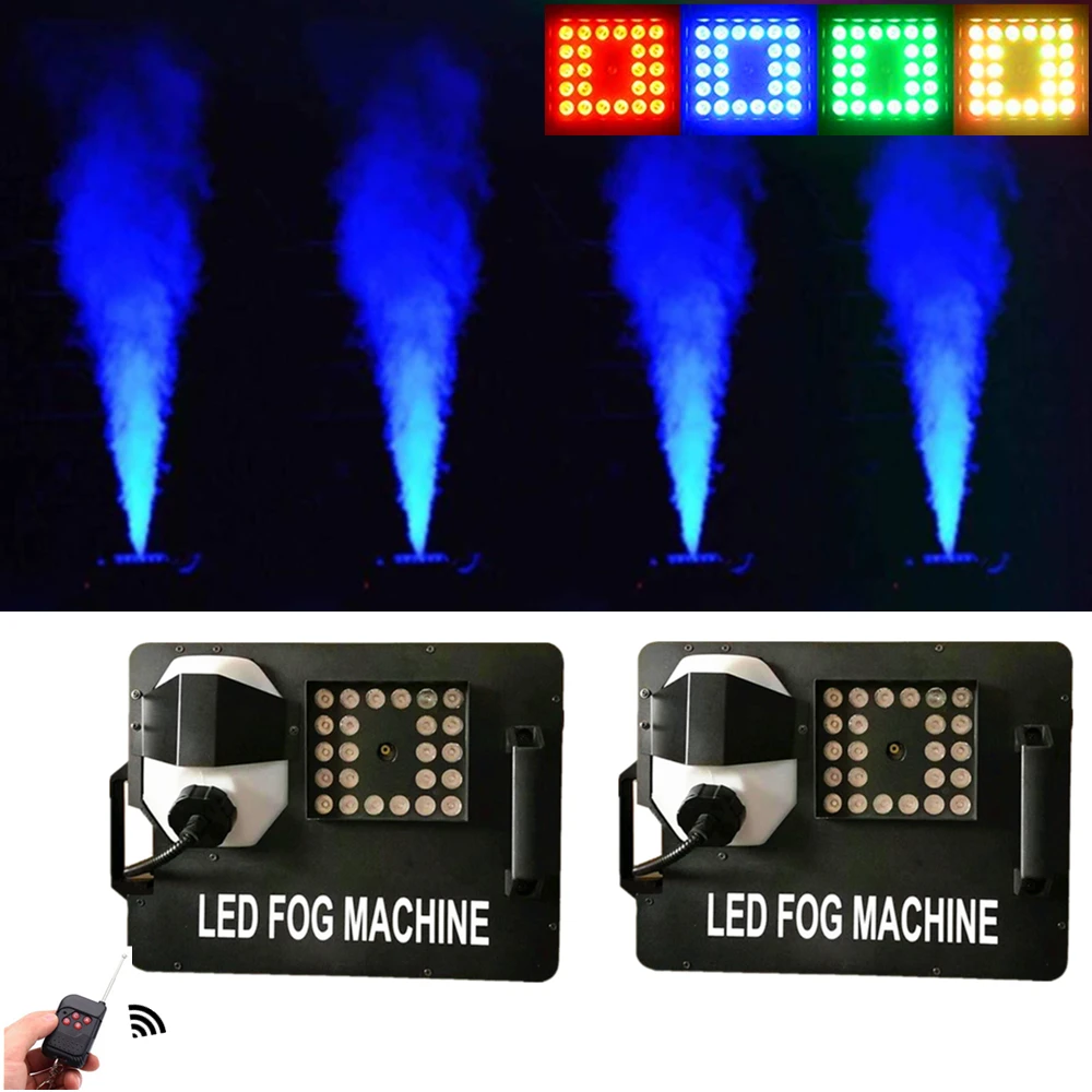 

2pcs 1500W Fog Machine With 24X9W RGB 3in1 LED Light/DJ Bar Disco Vertical Stage Fogger/DMX512+ Remote Control LED Smoke Machine