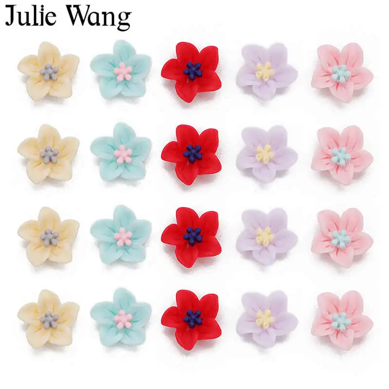 Julie Wang 50 шт. 13 мм Цветы из смолы с плоской задней стороной подвеска-слайм кабошоном