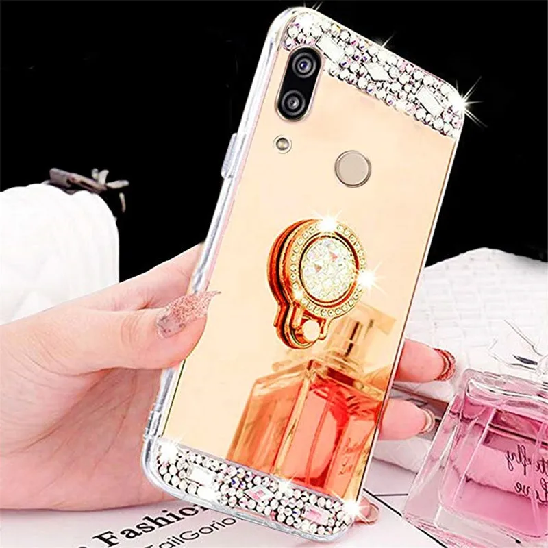 Чехол для телефона с зеркальным кольцом Huawei Y6 2018 Y7 prime Y9 2019 honor 20 8 9 10 i lite 6A p20 p30 pro p9 Y5