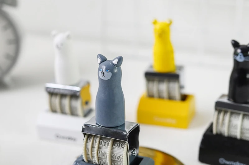 Животное деревянная ручка DIY штамп даты для DIY Скрапбукинг Ремесло Декор прокатки колеса винтажные школьные канцелярские принадлежности 4 цвета