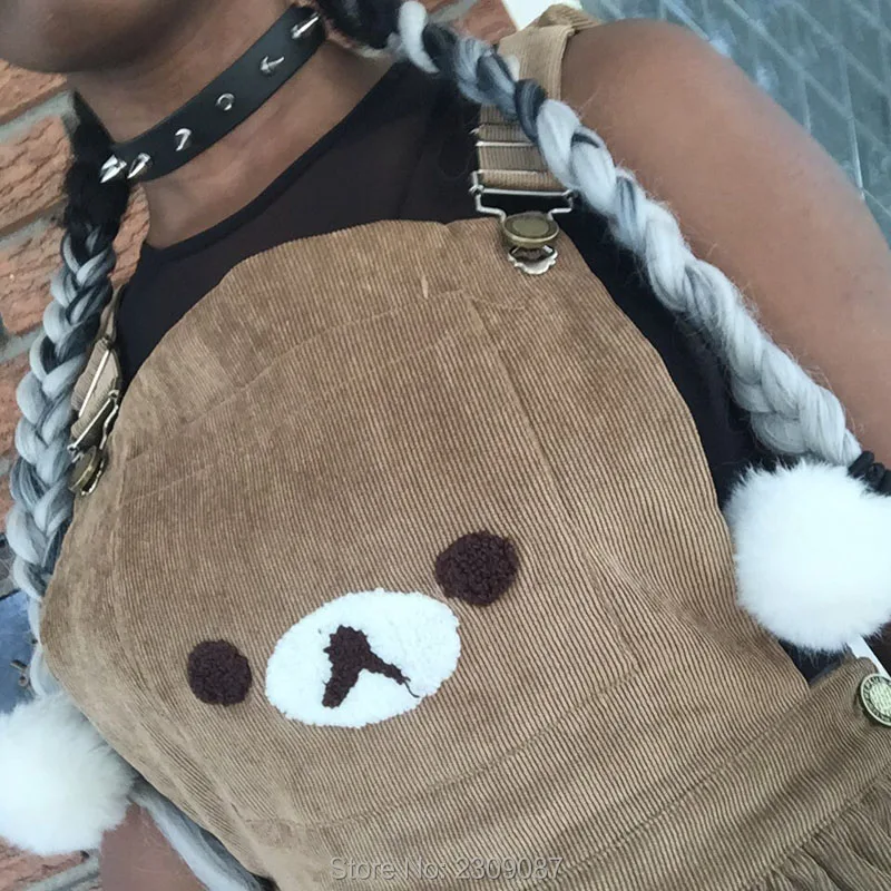 Платья платье летнее лолита халаты женские Harajuku Японский Rilakkuma Платье Симпатичный Медведь Вышивка Габаритные Платья Со Съемной Hat Лолита Мори Девушки Ремни Платье бальное платье Женская Одежда WXC