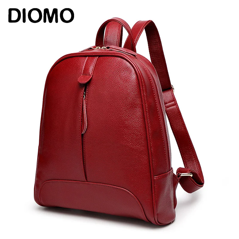 Рюкзак DIOMO для девочек модные однотонные женские сумки на плечо красного черного
