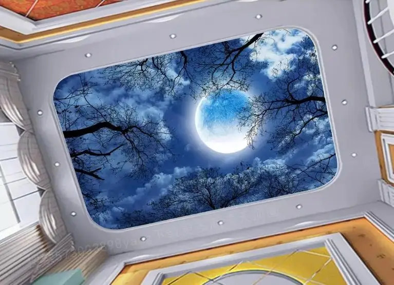 3d потолок современный Настенные обои пользовательские Звездная дерево лес