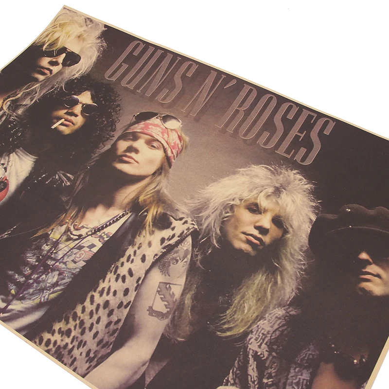 Ностальгический плакат Рок-группа guns N' Roses крафт-бумага постер для бара/Кафе Ретро плакат декоративной живописи 51x36cm стикер стены
