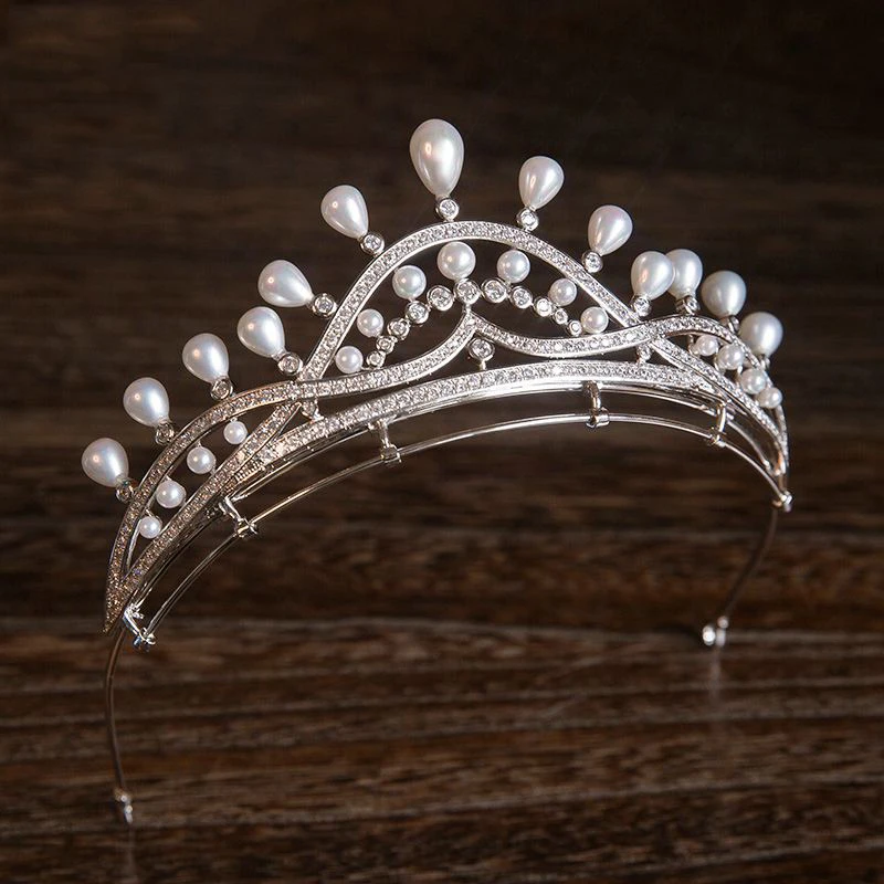 Bavoen высококачественный жемчуг для волос в виде короны с Цирконом Свадебные