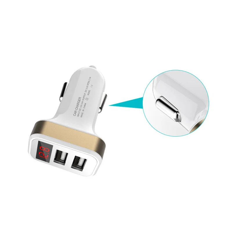 Dual USB Автомобильный Разветвитель Прикуривателя концентратора Мощность автомобильный адаптер Напряжение Дисплей 12 V-24 V телефона Tablet DVR переходник для зарядного устройства