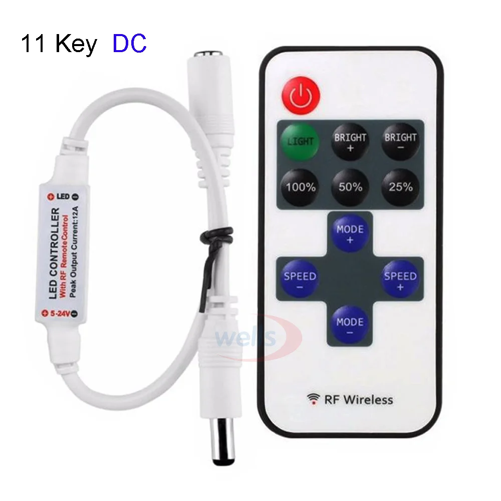 DC 12V 24V 3 клавиши Мини светодиодный диммер контроллер одного цвета для 5050 3528 3014 2835 Светодиодная лента лампа - Цвет: 11 Key  DC