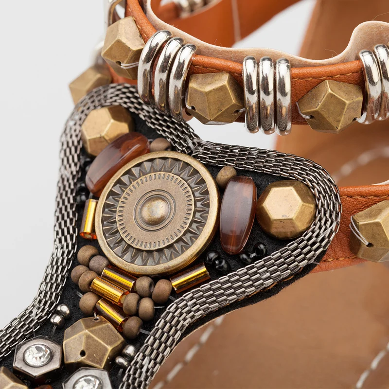 Новые женские сандалии гладиаторы в римском и индийском этническом стиле